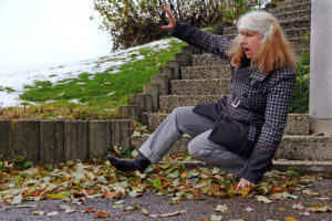 Slipped on wet leaves