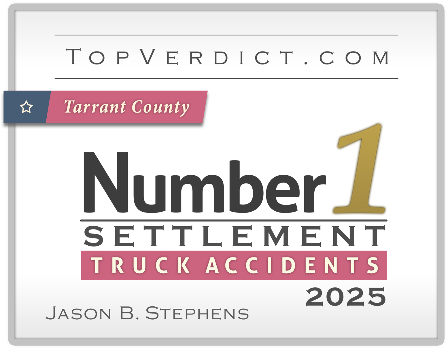 Number One Settlement badge on Truck Accidents